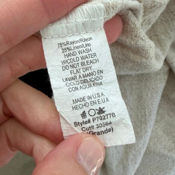 SOZY Alessia Linen Blend Cropped Pants Natural Cream Oatmeal Large - Picture 5 of 6